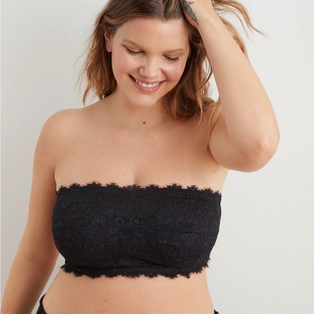 Aerie Black Lace Bandeau Bralette - Size Small